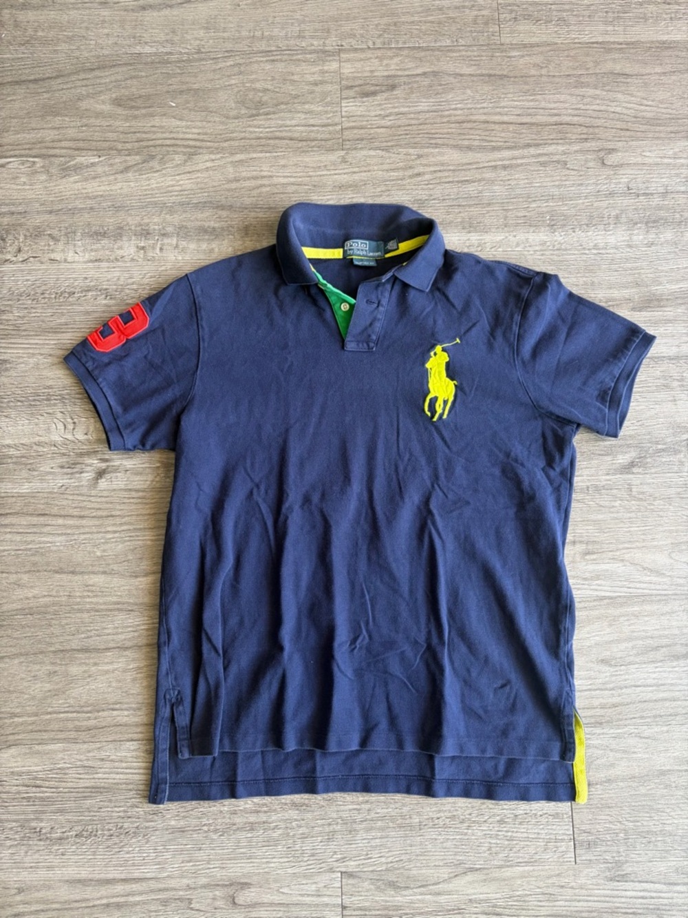 Ralph Lauren Navy Polo with Yellow and Green Trim